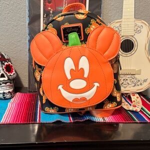 Disney Kids Mickey Pumpkin Backpack - Orange and Black
